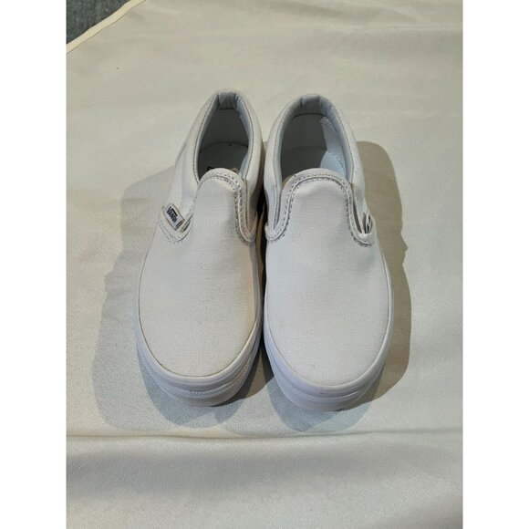 Vans Kids Classic Slip On Canvas Shoes, White, Size 10 Toddler - Picture 1 of 5